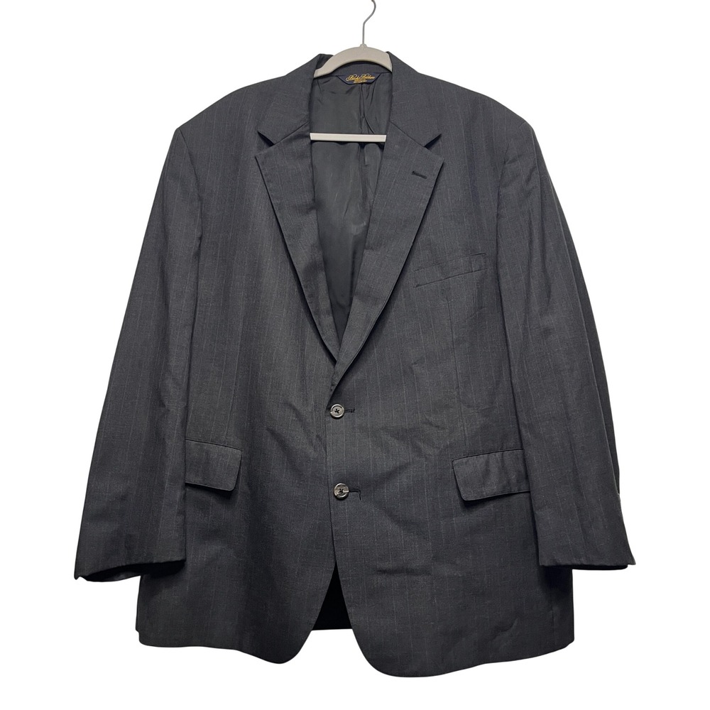 Brooks Brothers Mens 50 Regular Pinstripe Blazer Worsted Wool Grey 9812 USA Made